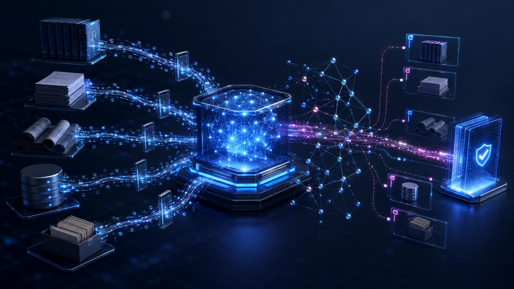 Enterprise RAG system connecting organizational knowledge sources with source-grounded AI